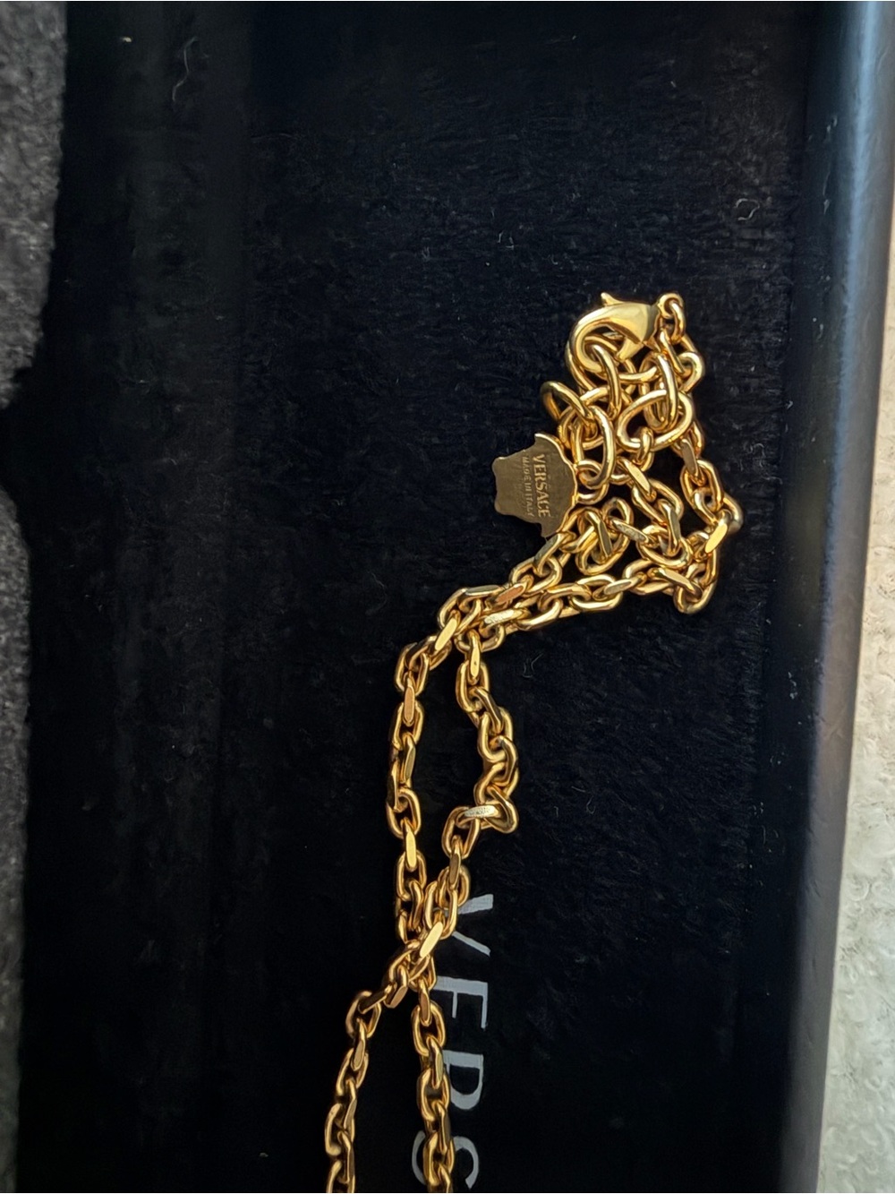 Versace Gold Greek Key Rectangular Pendant Necklace - Picture 4 of 4